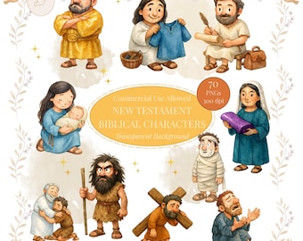 New Testament Clipart Bundle, Watercolor Bible Clipart, Biblical People Clipart, Religious Clipart, Biblical Characters, Biblical Stories