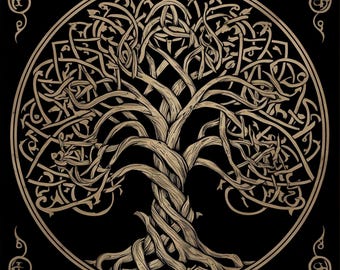 Celtic Tree of life cross stitch pattern, sewn on black aida. Beautiful gift for any cross stitcher, mothers day, birthday, pattern keeper.