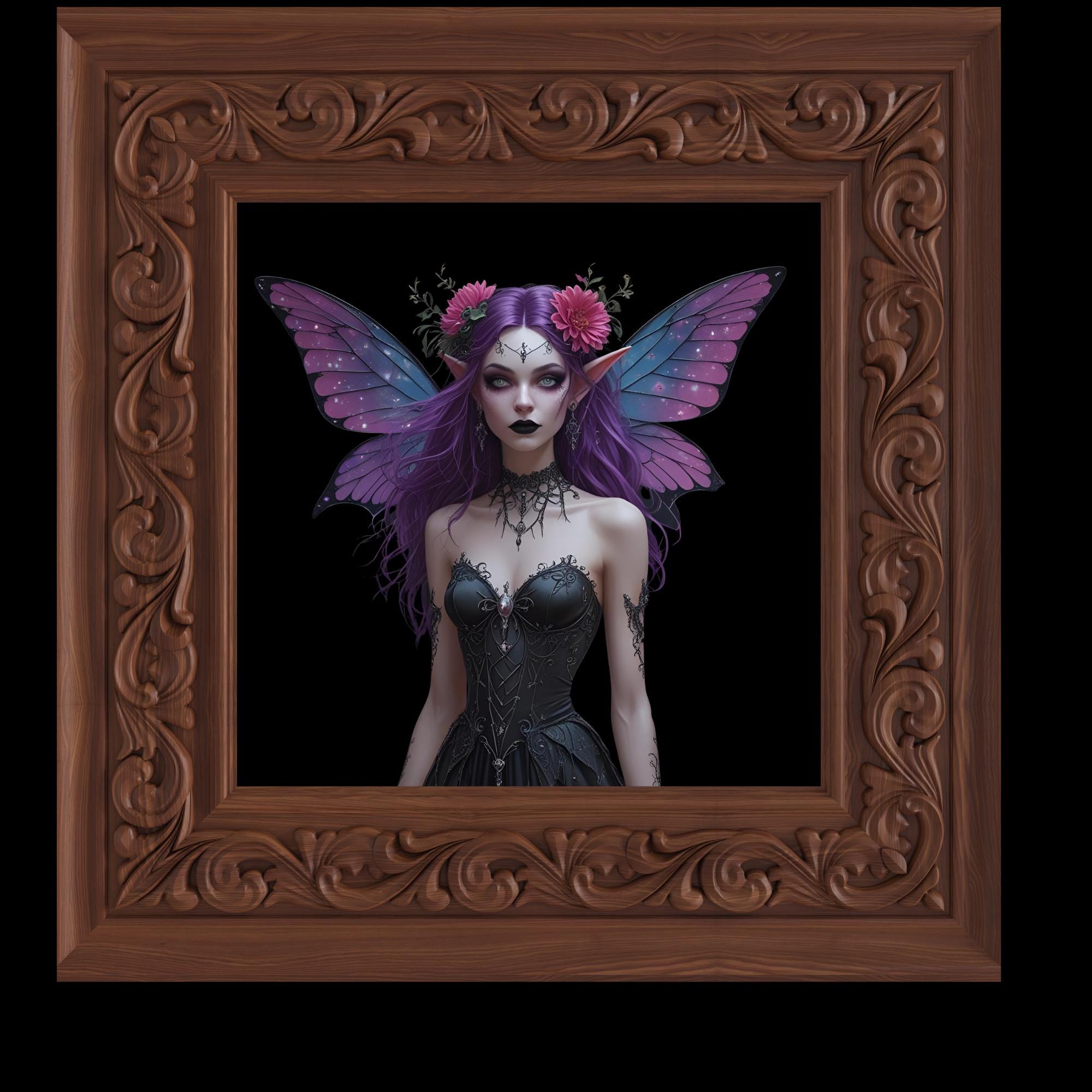 Goth Fairy with purple hues, cross stitch pattern pattern keeper compatible, mum, gran, goth present.