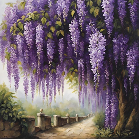 Wisteria Garden Cross Stitch Pattern, Romantic Floral Design (PDF Pattern) gif te
