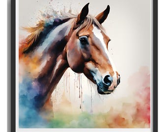PDF Cross stitch pattern of beautiful water colour effect horse, pattern  keeper compatible. Wonderful work of art great project.