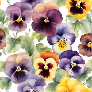 Gráficos de ponto cruz de amor-perfeito em aquarela. 2 arquivos PDF, um para o criador do padrão e o outro para o costureiro que prefere uma impressão. Mais jpeg