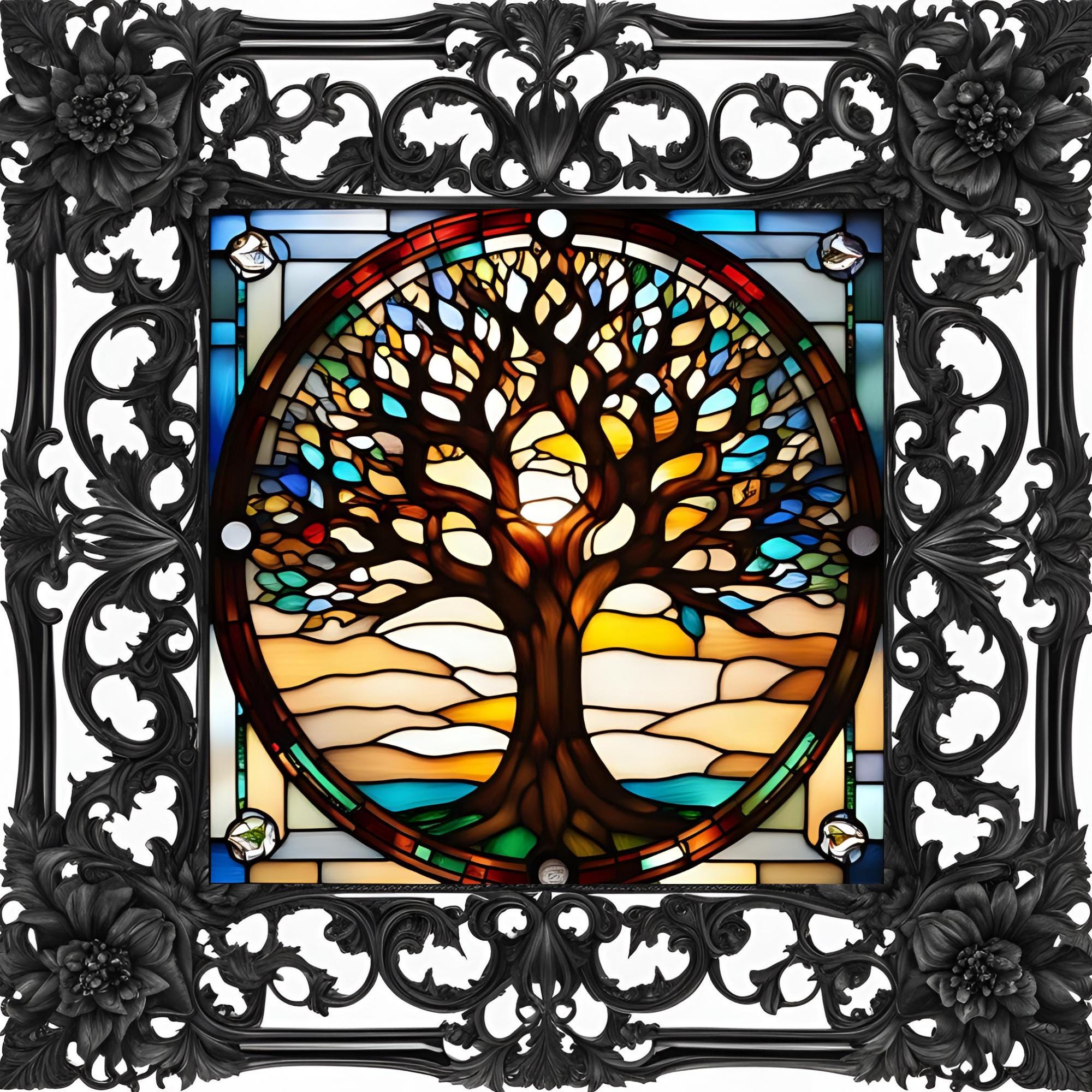 Tree of Life Stained Glass Effect Cross Stitch Pattern Keeper ...