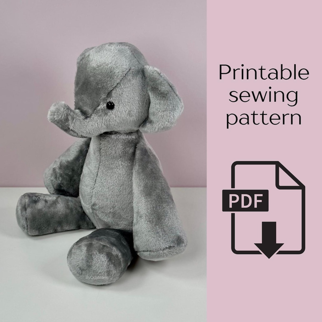 象の型紙：ぬいぐるみ用PDF（デジタルダウンロード） - Etsy 日本
