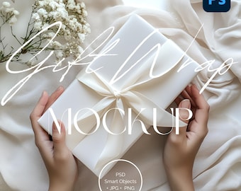 Wrapping Paper Mockup | Gift Wrap Mockup | Christmas Wrapping Paper Mockup | Minimal Present Mockup | Gift Paper, Wrapped Present WR011 - 01