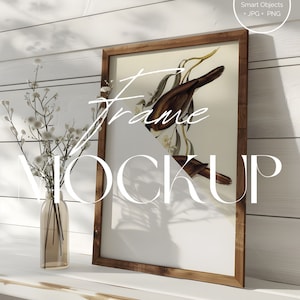 Minimal Frame Mockup 006 | High End Frame Mockup | Boho frame mockup | Neutral frame mockup | Natural Frame Mockup | 3:4 Artwork Frame FR007