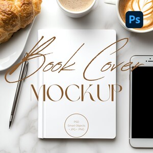 A5 Book Cover Mockup, Journal or Diary mockup, Flat Lay Cafe Scene, Minimalist Digital Product Display, High Res Template | PA-MI-001
