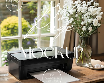 Printer Page Mockup | Printed Paper Mockup | Farmhouse Mockup | Office Printer Mockup | Printable Product Mockup, A4 page mockup PR007 - 001
