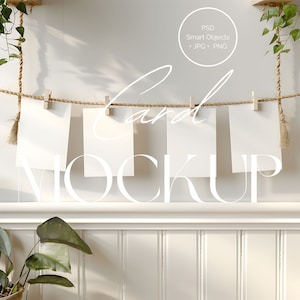 Karten auf Zapfen Mockup | 4 Kartenmockup | Vier Karten Mockup | minimales Kartenmockup | Hochzeitssitzplan Karte Mockup | Karteikarten Mockup HL001