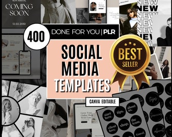 Social-Media-Manager-Bundle-Vorlagen | Social Media Templates für Small Business | PLR Vorlagen für Sie gemacht | Digitale Vorlagen Leinwand