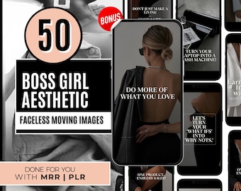 Boss Girl Ästhetische Bilder MRR Master Wiederverkaufsrechte und Privatmarkenrechte (PLR) | Faceless Reels Inhaltsbibliothek | Ästhetische Bilder