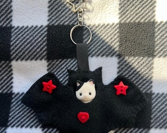 Calico critter felt bat keychain pouch