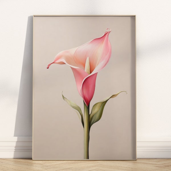 Minimalist Calla lily Wall Art, floral poster, high quality 300dpi, abstract deco, digital print, flower design