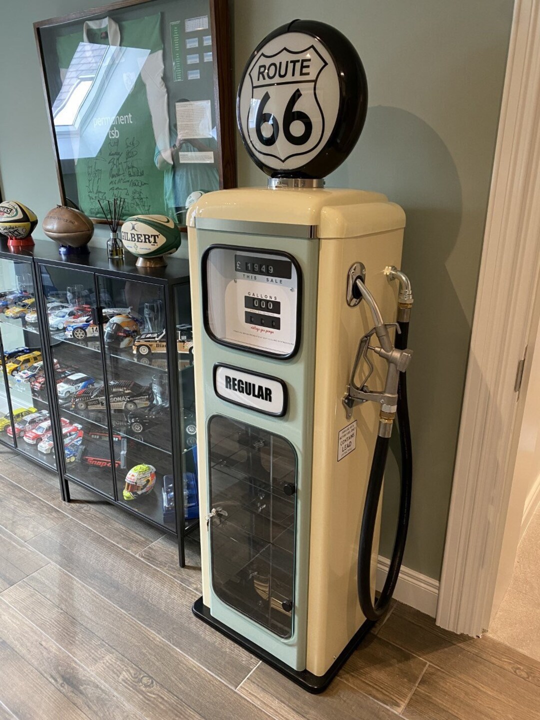 Vintage Petrol Pump (route 66) With Display Cabinet. Perfect