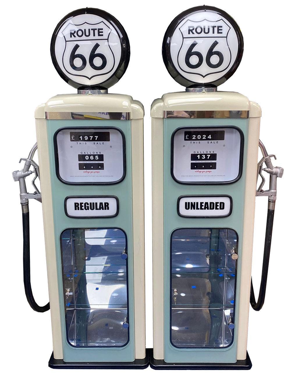 Vintage Petrol Pump (route 66) With Display Cabinet. Perfect