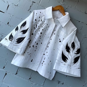 Abstract Art Hand Painted Blazer, Unique Wearable Art, Stylish Jacket, Painted Blazer, Artistic Statement Piece