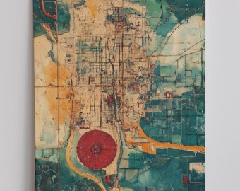 Canvaskunst kaart van de zone van het hart van Tsjernobyl – Stalkerdecor olieverfstijl, cadeau gamer