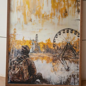 STALKER 2: Pripyat reuzenrad canvaskunst, woondecoratie – Autumn in Abandoned Tsjernobyl Zone, cadeau voor Urban Explorer of Stalker Game Fan