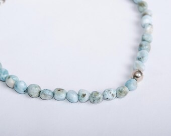 Serene Blue Larimar Necklace with Sterling Silver – Handmade Coastal-Inspired Jewelry