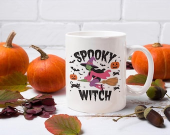Spooky Witch Coffee Mug - Cute Halloween Witch Cup - Fun Halloween Gift for Coffee Lovers - Witchy Mug for Spooky Season