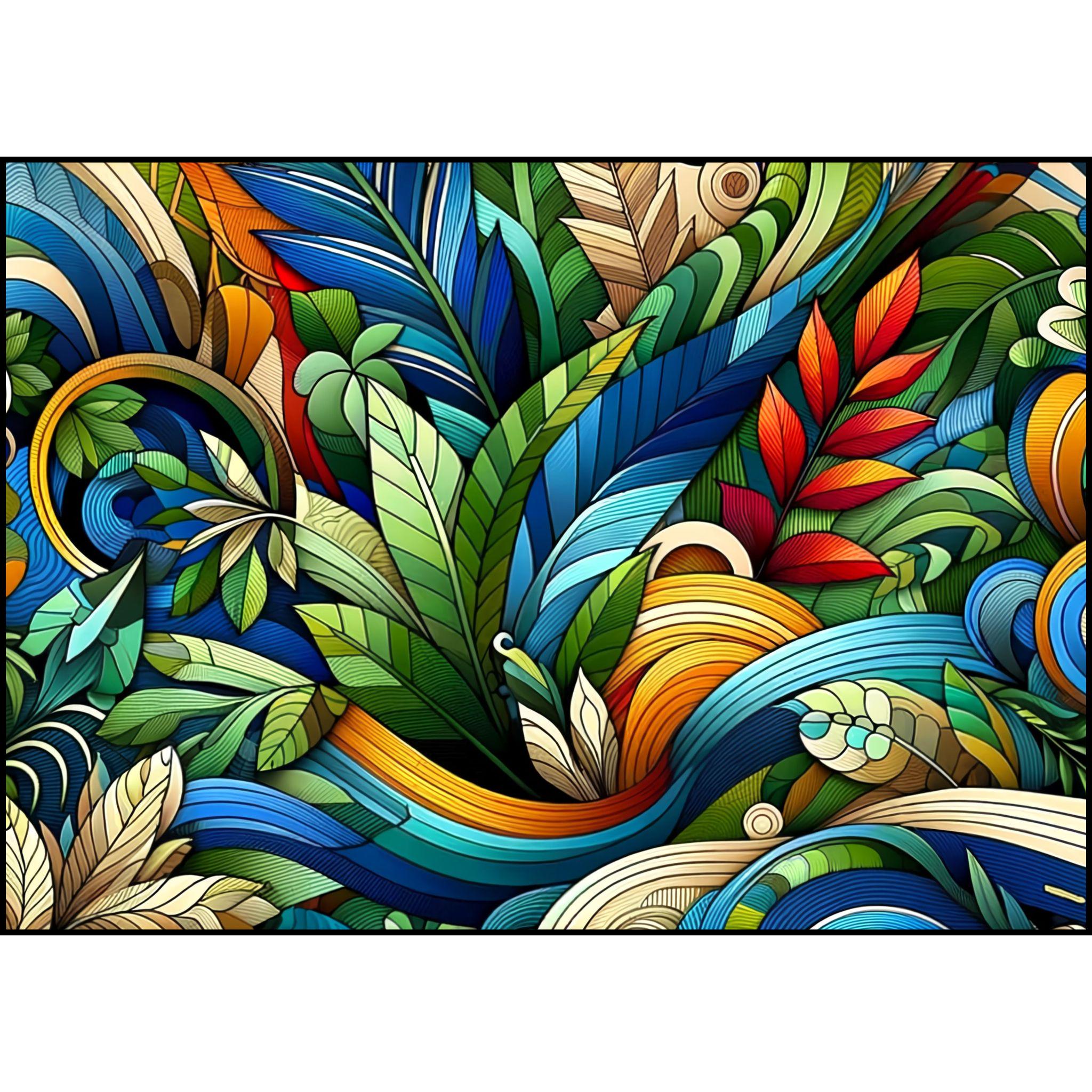 Colorful Botanical Woven Blanket - Vibrant Abstract Nature Pattern - Cozy Home Decor Throw - Perfect for Boho and Nature-Inspired Rooms