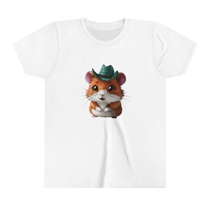 Hamster T-Shirt - Adorable Hamster with Hat Graphic Tee - Fun Gift for Kids, Pet Lovers & Animal Enthusiasts