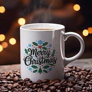 Merry Christmas Ceramic Mug - Festive Holiday Coffee Cup - Perfect Christmas Gift for Friends and Family