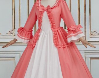 18th Century Pink Victorian Rococo Dress, Marie Antoinette Pink Ball Gown Dress, Georgian Ball Gown, Pink Victorian Gown, Historical Dress