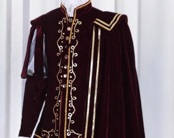 Elizabethanisches Adliges Kostüm für Männer, Mittelalterliches Renaissance Tudor Outfit, Tudor Doublet Cosplay Kostüm Herren, 17.Jahrhundert Prinz Kostüm