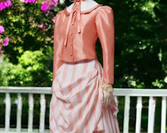 Mary Poppins Kehrt Cosplay Kostüm, Rosa Gestreiftes Kleid, Vintage Viktorianisches 1800er Ballkleid, Viktorianisches Kleid für Frauen