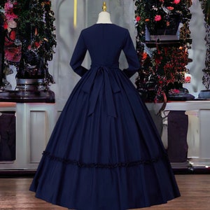 Kleid zum Bürgerkrieg für Frauen, Dickens Fair Kostüm-Frauen, Marineblau Kleid der viktorianischen Ära, 1860er Tag Kleid, 19.Jahrhundert Kleid, Theater Kleid Bild 4