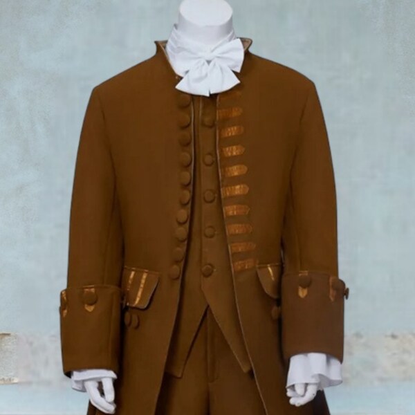 Victorian Aristocrat Costume, 18th Century Nobleman Suit, Colonial Era Court Costume, Regency Era Men's Attire, Rococo Cosplay Outfit