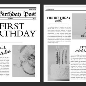 Modello di giornale l Giornale modificabile l Compleanno l Primo compleanno l Accessorio di compleanno l Giornale per la fotografia / Giornale personalizzato