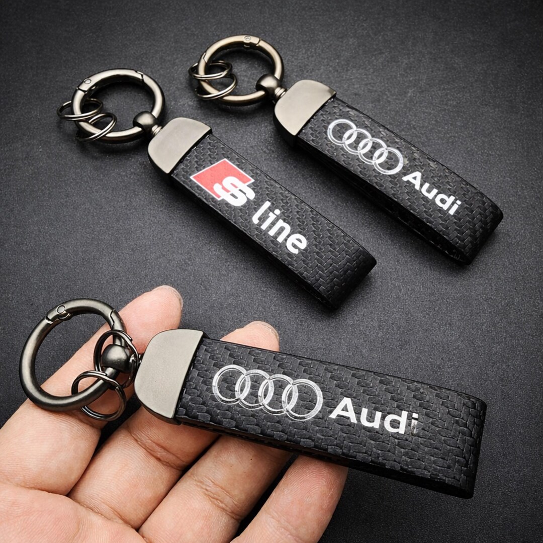 Audi S Line Carbon Fiber Keychain – Premium Leather Car Key Ring ...