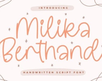 Milika Berthand Font, Monoline Font, Handwritten Font, Wedding Font, Signature Font, Logo Font, Font, Cricut Font, Thin Font, Display Font