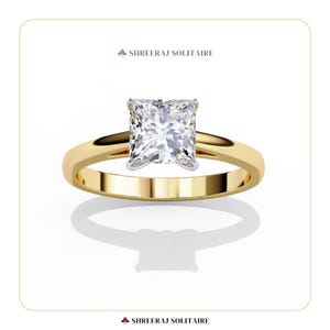 Princess Diamond Solitaire Ring For Her | IGI Certified Lab Grown Diamond Ring | 14k Gold Ring For Women | Statement Bridal Jewelry |