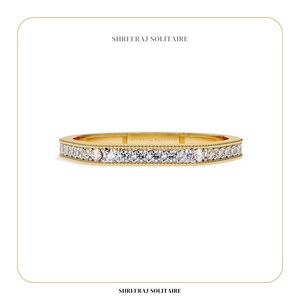 Milgrain Diamond Eternity-band | 14K massief gouden vintage trouwring voor vrouwen | Sierlijke volledige eeuwigheid stapelbare gouden band | Bruidssieraden