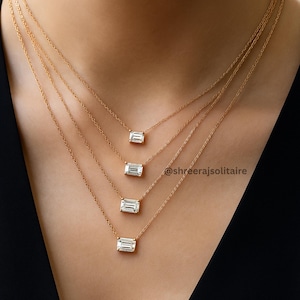 IGI Zertifizierter, im Labor gewachsener Diamant Solitäranhänger im Smaragdschliff - 14k / 18k Gold