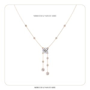 Delicate Rose Gold Solitaire Necklace with Sparkling Diamond Accents | Perfect Gift For Her | Diamond Pendant Necklace | Statement Necklace