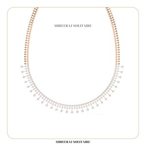 Luxurious Rose Gold Diamond Choker Necklace | Bridal Statement Jewelry with Cascading Design | 4.61 Ct Diamond Pendant Necklace For Her
