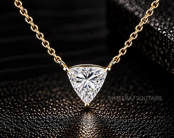 Collier en or 14 carats serti d'un diamant de laboratoire taille brillant (0,25-2 carats), certifié IGI. Pendentif en or 14 carats.