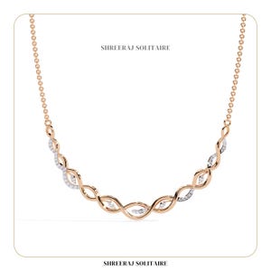 Twisted Vine Lab-Grown Diamond Necklace | Dainty Gold Chain Jewelry for Women | Statement Piece Necklace | 14k Rose Gold Necklace For Her |
