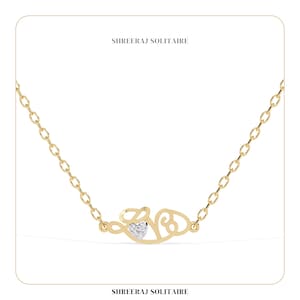 Elegant &#39;Love&#39; Pendant with Heart-Shaped Lab-Grown Diamond | 14K Gold Statement Necklace with Free Chain | Perfect Mix Of Elegance & Luxury
