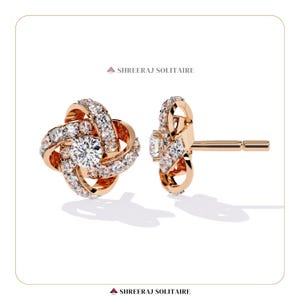 Floral Diamond Studs Earrings | 14k Gold Floral Diamond Studs | Cluster Diamond  Studs | Bezel Set Diamond Flower Cluster Diamond Earrings |