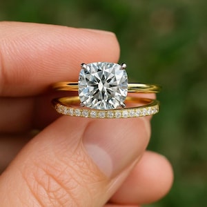 2 Carat Cushion Cut Diamond Solitaire Ring | IGI Certified Engagement Ring | 14k Solid Gold Band | Lab Grown Diamond Classic Proposal Ring |
