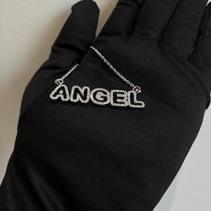 Colgante de diamantes con iniciales / Colgante personalizado con nombre de hip hop helado en diamantes redondos de corte VVS en plata 925 / Colgante personalizado con iniciales en negrita /