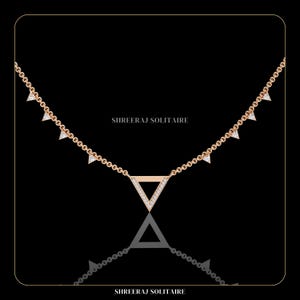 Triangle Shaped Diamond Necklace | Lab Grown Diamond Jewelry | Dainty Necklace | Chain Necklace | Gold Necklace Gift | Women&#39;s Day Gift
