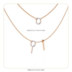 Modern Lab-Grown Diamond Circle Pendant Necklace | Layered Necklace | Layering Diamond Necklace | 14k Solid Gold Pendant Necklace For Her |