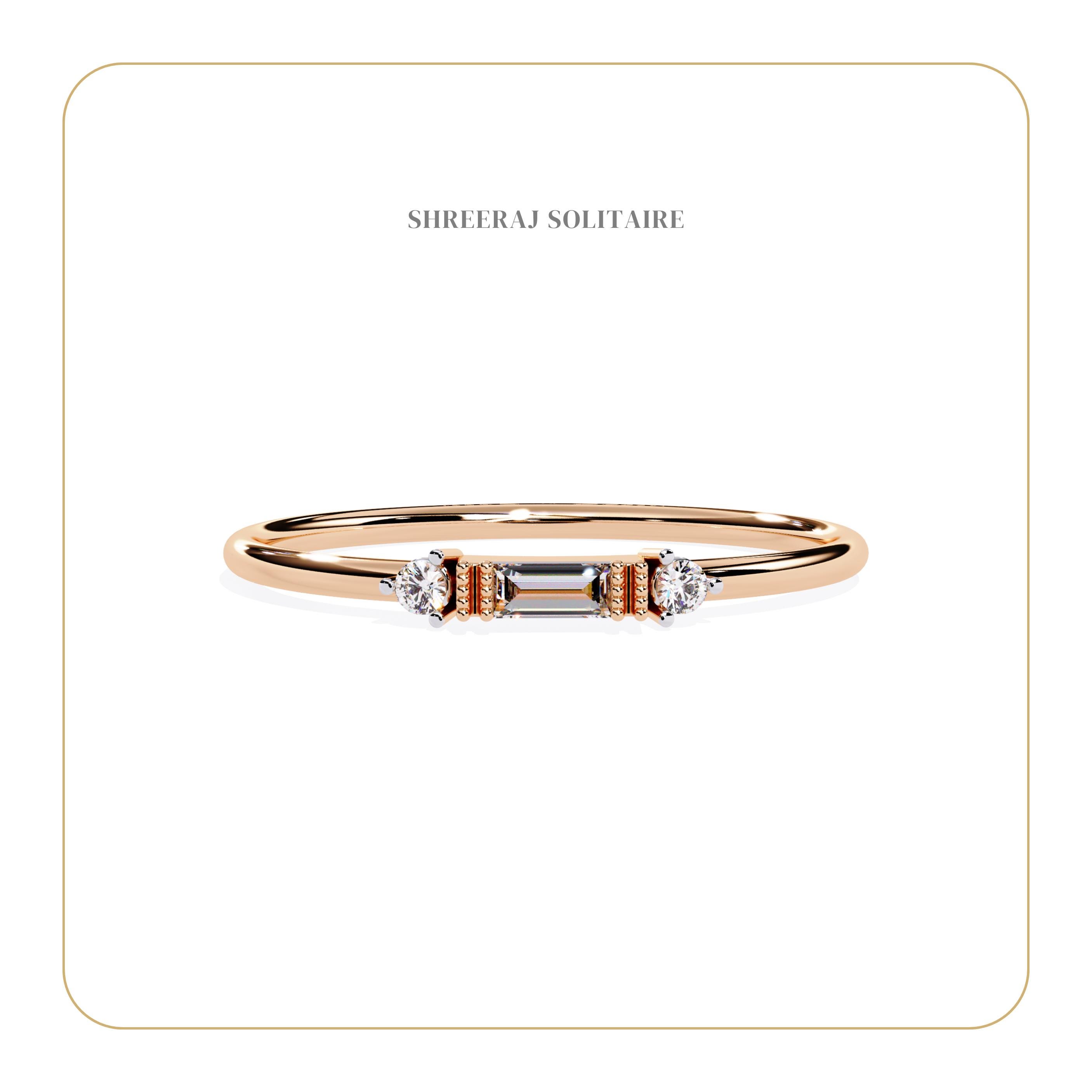 14K/18K ゴールドのバゲット ラボ グロウン ダイヤモンド リング