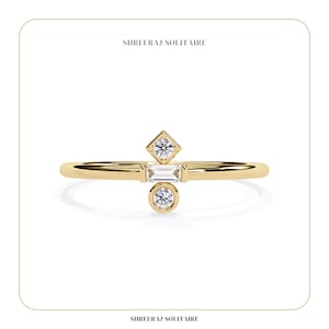 Bezel Set Diamond Ring | 14K Solid Gold Dainty Solitaire Ring | Minimalist Engagement Ring for Women | Everyday Stackable Minimalist Ring |